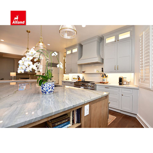 Gabinetes de Cocina Allandcabinet con Marco de Roble Blanco Valioso, Panel de Laca Mate Color Gris con Incrustaciones, Piedra Natural y LED Interior - Product Image 5