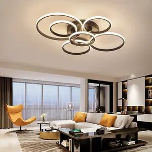 โคมไฟเพดาน LED แบบโมเดิร์นใหม่ออกแบบวงแหวนแอปที่สามารถหรี่แสงได้สำหรับห้องนั่งเล่นห้องนอนโคมไฟเพดาน