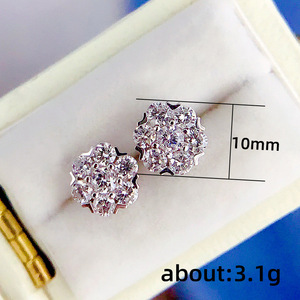 Orecchini a Perno con Cristallo a Sei Punte a Forma di Cuore e Fiore per Donne, Accessori Eleganti e alla Moda per Uso Quotidiano e Regalo - Product Image 3