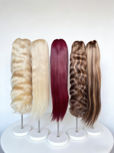 Perruque Jerry Curly en cheveux humains et synthétiques mélangés, texture <span class=keywords><strong>africaine</strong></span>, 13*4/13*6/360 Full Lace, densité HD, vente en gros, perruque mixte cheveux humains et synthétiques - Product Image 1