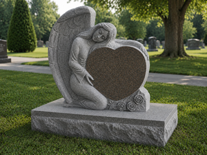 Escultura angular de granito rosa, monumento funerario de granito con base, Union Stone - Product Image 2