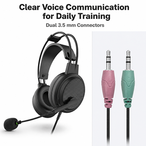 Auriculares con Micrófono de Cuello de Cisne de 22 cm <span class=keywords><strong>para</strong></span> Aula, Auriculares con Cable con Controlador Estéreo de 40 mm y Conexión de Audio de 3,5 mm - Product Image 1