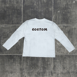 T-shirt à manches longues vintage blanc personnalisé pour homme, coupe classique, en maille gaufrée 300 g/m², respirant, polyester/coton, de luxe - Product Image 5