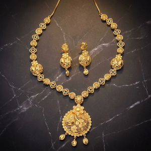 Juego de Collares Chapados en Oro de 14K, 18K y 24K al por Mayor, Conjunto de Joyería con Diseño Floral Tradicional, Joyería de Moda de Latón Relleno de Oro - Product Image 3