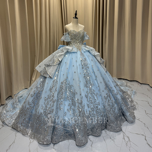 Mct023 Light Blue Quinceanera <b>Dress</b> Rhinestone Corset Silver Sequin <b>Ruffle</b> Princess Ball Gown Sweet 15 Party <b>Dress</b> Jancember - Product Image 3