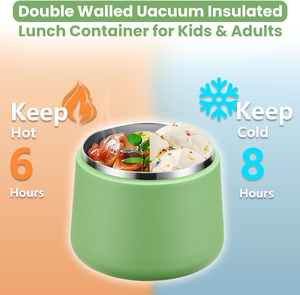 Bocal alimentaire isotherme sous vide de 14 oz avec couvercle à boucle, thermos à soupe pour aliments chauds pour enfants, récipient à lunch en acier inoxydable à large ouverture anti-fuite avec cuillère - Product Image 5