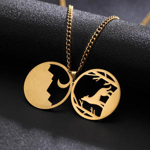 Lobo collar Luna nieve cadena Animal sobrenatural amuleto talismán regalo para mujer hombre chica joyería de acero inoxidable - Product Image 4