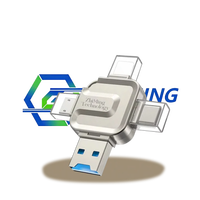 Pembaca kartu memori Flash USB 3.0 kecepatan, Mini 4 in 1All in 1 64G instalasi eksternal tipe kartu CF memori TF