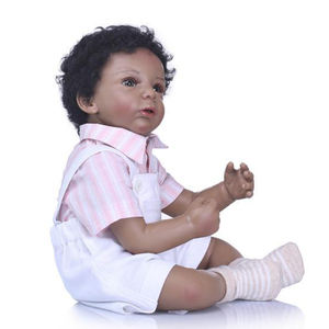 NPK 55 cm Adorable Poupée Reborn Réaliste Garçon Métis Corps en Silicone Vinyle Bébé Afro-Américain - Product Image 2
