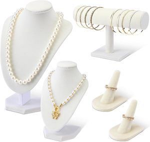 Custom Microfiber Leather Metal Frame Jewelry Display Sets Stand Mannequin <b>Necklace</b> Bracelet Props for Luxury Store Window - Product Image 1