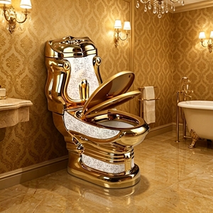 <span class=keywords><strong>WC</strong></span> en céramique monobloc à chasse d'eau siphonique, <span class=keywords><strong>prix</strong></span> direct d'usine de Chaozhou, chasse d'eau siphonique, double couleur or, toilettes à vendre - Product Image 1