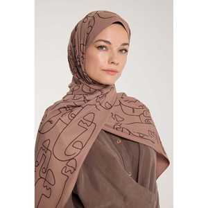 Écharpe en soie Pure Tone couleur café au lait avec motif périphérique - Product Image 4