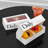Ensemble d'emballages de boulangerie personnalisés tout-en-un, boîte à gâteau de qualité alimentaire avec fenêtre transparente, sac en papier, ensemble de gobelets à café jetables pour café