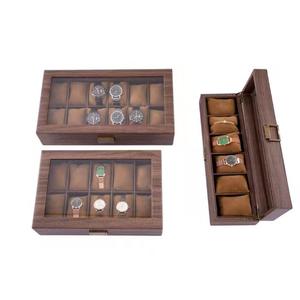 Custom Eco-friendly 12-Seat Wooden <b>Rectangular</b> <b>Watch</b> Box Glass Lid Buckle Closure 2-Layer Gift Case Men's Women's Jewelry - Product Image 3