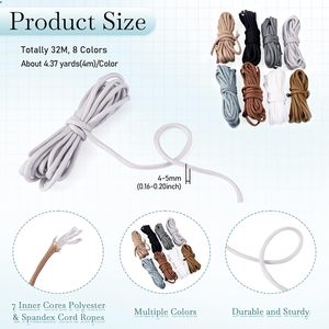Paracord noir et marron de 4 mm, 105 pieds, tressé double couche en polyester, pour bracelets, porte-clés, breloques de sac, bricolage, artisanat, survie - Product Image 2