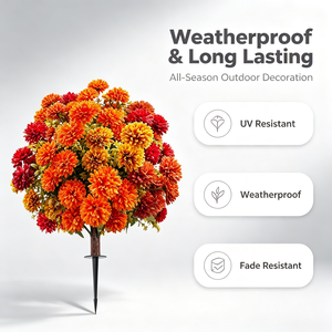 Alberi <span class=keywords><strong>di</strong></span> <span class=keywords><strong>fiori</strong></span> artificiali a forma <span class=keywords><strong>di</strong></span> palla <span class=keywords><strong>di</strong></span> crisantemi, cespugli topiari finti, decorazioni autunnali, <span class=keywords><strong>fiori</strong></span> <span class=keywords><strong>di</strong></span> calendula resistenti ai raggi UV con stelo per decorazioni casa <span class=keywords><strong>e</strong></span> giardino - Product Image 2