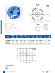 Ventilateur de refroidissement pour <span class=keywords><strong>armoire</strong></span> de machine à souder, produit authentique neuf AM21070H1B-C, AC 100/125V 0.35A 45W, 210X210X70mm - Product Image 4