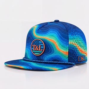 Gorra de Golf con Mapa Topográfico Azul y Naranja, Parche de PVC Impermeable, Visera Curva, 5 Paneles, Perforada y Transpirable, para Pesca, Hombres y Mujeres - Product Image 1
