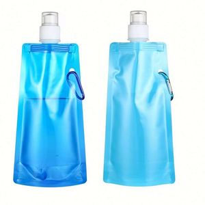 Bolsa de Agua Deportiva Plegable, Botella de Plástico Suave Reutilizable, Plegable, para Guardar Agua, con Mosquetón para Viajes - Product Image 2