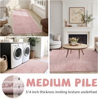 Pembe Peluş Hafızalı Köpük Halı, Oturma Odası Yatak Odası Çocuk Odası için Büyük Tüylü Yer Halısı