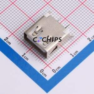 AF 180°WJZB13.0 USB Connector Through hole Component (THT) Connector Type-A USB 2.0 Female Through Hole - Product Image 1