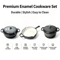 Ensemble de 3 casseroles en fonte, compatibles four, pour cuisinière à induction et à gaz