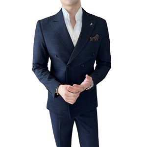 Completo Formale <span class=keywords><strong>da</strong></span> Uomo con Blazer e Pantaloni Doppiopetto, Abito <span class=keywords><strong>da</strong></span> <span class=keywords><strong>Cerimonia</strong></span> in 3 Colori, Stile Business con Chiusura a Zip - Product Image 1