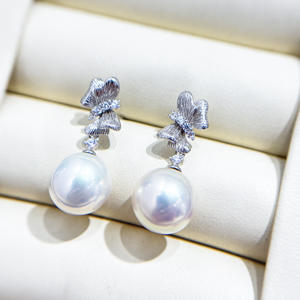 22681 Support vide en argent S925 pour accessoires de perles DIY, pour boucles d'oreilles simples avec perles de 10-11 mm, supports DIY pour boucles d'oreilles en perles - Product Image 3