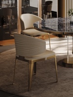 Chaise de salle à manger en cuir PU de luxe italien Lonkin, style moderne, acier inoxydable, pour restaurant, hôtel, villa, fauteuil