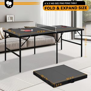 <span class=keywords><strong>Table</strong></span> <span class=keywords><strong>de</strong></span> <span class=keywords><strong>tennis</strong></span> <span class=keywords><strong>de</strong></span> <span class=keywords><strong>table</strong></span> pliante intérieure portable <span class=keywords><strong>de</strong></span> taille moyenne <span class=keywords><strong>de</strong></span> 6x3 pieds Matériau MDF avec 2 palettes et 2 balles <span class=keywords><strong>Filet</strong></span> <span class=keywords><strong>de</strong></span> jeu <span class=keywords><strong>de</strong></span> ping-pong pliable - Product Image 2