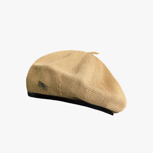 Japanese Style Pu Brim Beret For Women Vintage Round Shade Hat Beige Khaki Black Comfortable Summer <b>Painter</b> Hat - Product Image 5