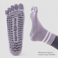 Chaussettes de yoga antidérapantes à cinq doigts avec logo personnalisé pour Pilates, Barre et Fitness