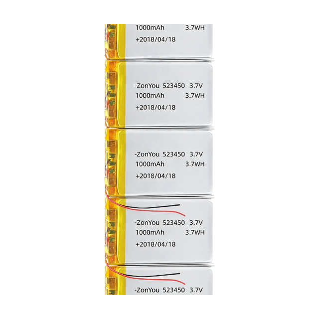 Good Quality Rechargeable 3.7V 523450 Thin Pouch Cells 1000mAh Micro Li-Po Batteries 500 Cycles for Portable Power Toy Fan Light