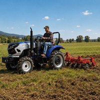 Tracteur agricole diesel 4x4 de 50 CV avec herse à disques pour le labour, le travail du sol, la préparation des semis et des champs