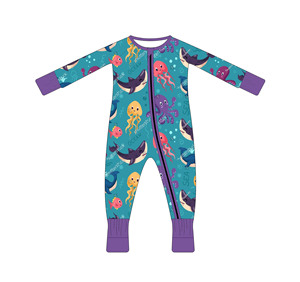 Combinaison décontractée en bambou et élasthanne pour bébé fille, imprimé requin, vêtements respirants JAYE - Product Image 1