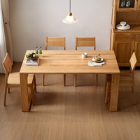 125019 Quanu meubles de salle à manger Table à manger en bois brut Table en bois de qualité Table à manger carrée pieds en bois