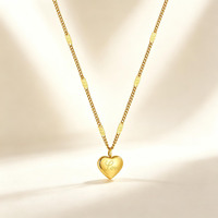 Collier pendentif cœur vintage, chaîne en acier inoxydable 304 plaqué or pour femme, bijoux romantiques imperméables et résistants au ternissement