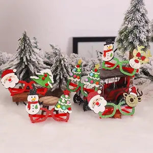 RTS 2023红色圣诞眼镜圣诞老人麋鹿成人儿童礼品派对节日DIY装饰新年圣诞快乐