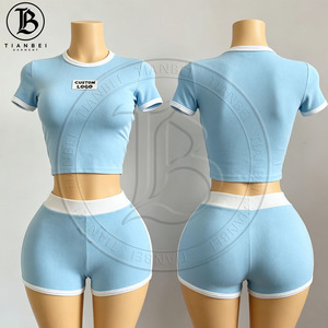 <span class=keywords><strong>Abbigliamento</strong></span> Firmato all'<span class=keywords><strong>Ingrosso</strong></span> per l'Estate: T-shirt in Cotone con Collo Tondo e Pantaloncini a Vita Alta Pieghevoli, Completo Due Pezzi per <span class=keywords><strong>Donna</strong></span> - Product Image 5