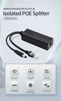 Adaptador Divisor POE Full-Duplex de 10/100 Mbps, Ethernet 48V a DC12V 1.2A RJ45, Alimentación por Ethernet, Plástico