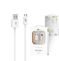 Nylon blanco USB 2,0 a Micro USB 2.4A Cable de datos de 1 metro de largo Cable de carga micro USB de cobre puro