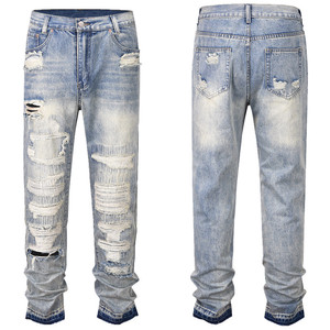 <span class=keywords><strong>Jeans</strong></span> a Rayas para <span class=keywords><strong>Hombre</strong></span>, Estilo Europeo Americano, a la Moda, de Pierna Recta, Corte Holgado Informal, <span class=keywords><strong>Jeans</strong></span> Rotos para <span class=keywords><strong>Hombre</strong></span> - Product Image 4
