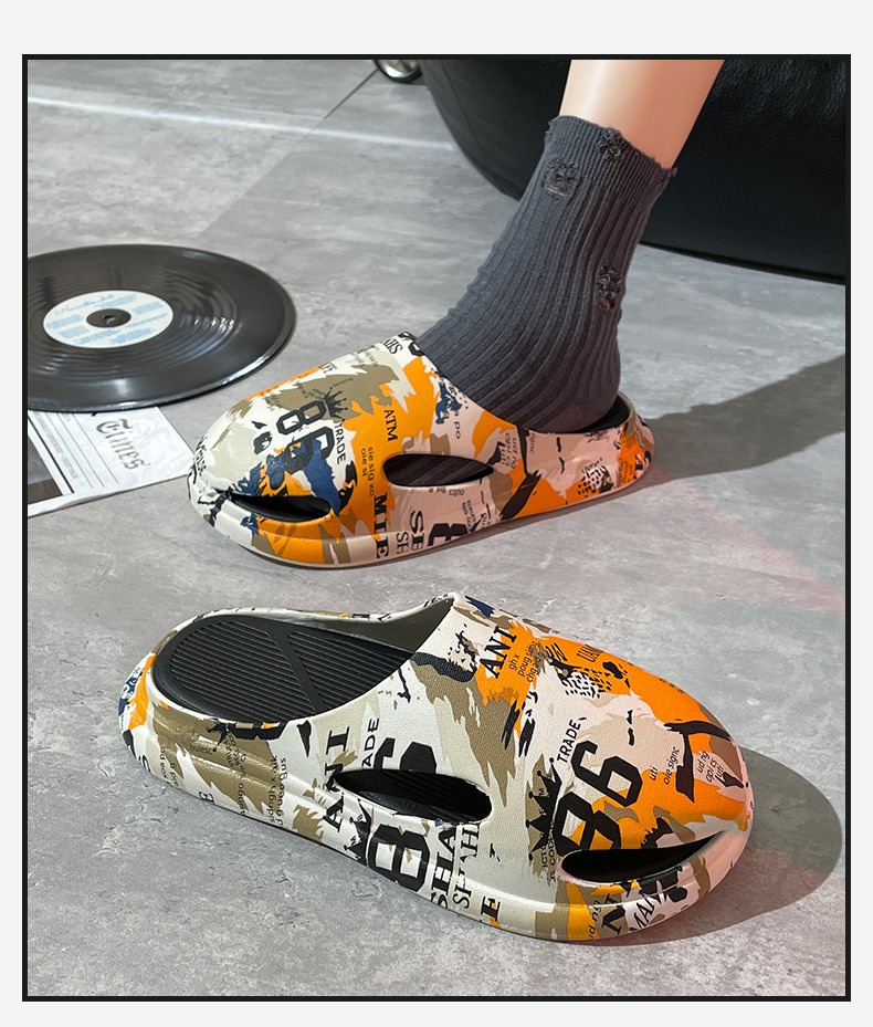 Unisex Anti-slip Soft Women EVA Outdoor Slipper Summer Beach Shoes Women and Men Printing Slides