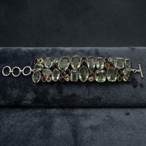 Bracelet manchette bohème en argent 925 avec pierres de cristal naturelles serties clos, bijoux pour femme, usage quotidien - Product Image 4