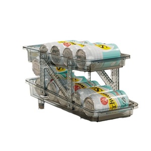 Transparent Double Layer Refrigerator Beverage <b>Storage</b> Rack With Automatic Replenishment For <b>Kitchen</b> Canned Drinks Organizer - Product Image 1