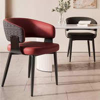 Chaise de salle à manger minimaliste italienne en cuir PU, dossier design moderne, mobilier écologique pour la maison, utilisation hôtelière, fauteuil de table îlot