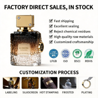 Flacon de parfum en verre à faible MOQ, marque privée, 100 ml, carré, avec capuchon magnétique doré, flacon pulvérisateur à fine brume en relief, fabrication OEM