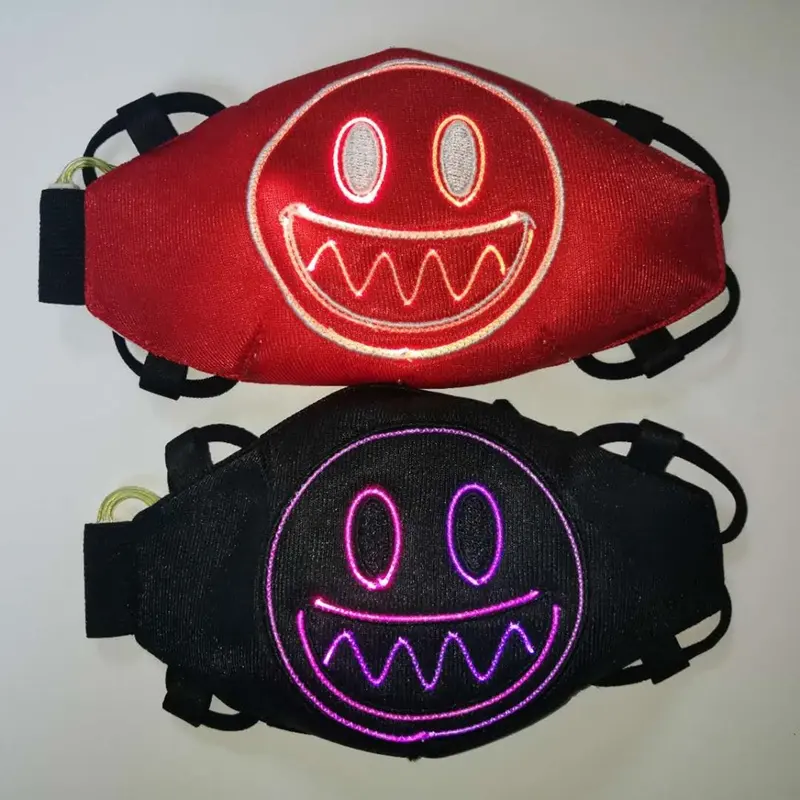 Máscara de controle de música unissex, máscara de controle de música de led luminosa, com som ativado no halloween