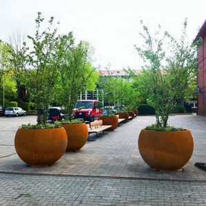 Maceta de jardín Popular en Europa, esferas geométricas para exteriores, globo de acero Corten, macetas para árboles, bloque de jardín, decoración verde - Product Image 2