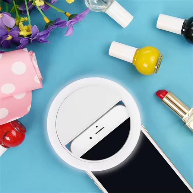 ABLY Clip-on Selfie Ring Light with 36 LED 3 Level Adjustable Brightness Portable Rechargeable Selfie Fill Ring Light
